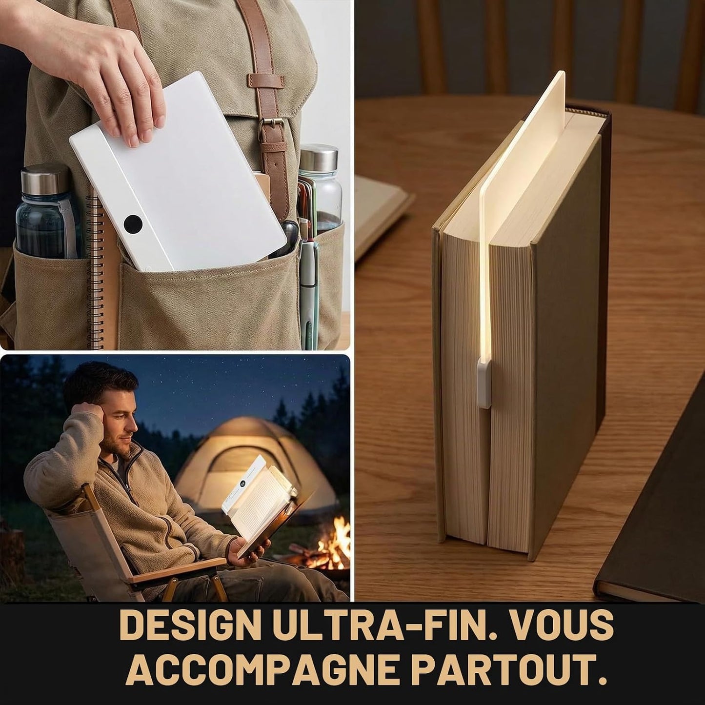 Lampe de Lecture LED Rechargeable – 3 Couleurs, Minuterie & USB-C