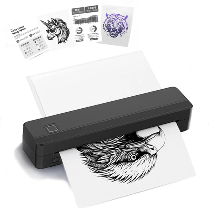 A4 Document Portable Thermal Printer Bluetooth Tattoo Printer Wireless Tattoo Stencil Printer Compatible with Phone/Pad/Tablet