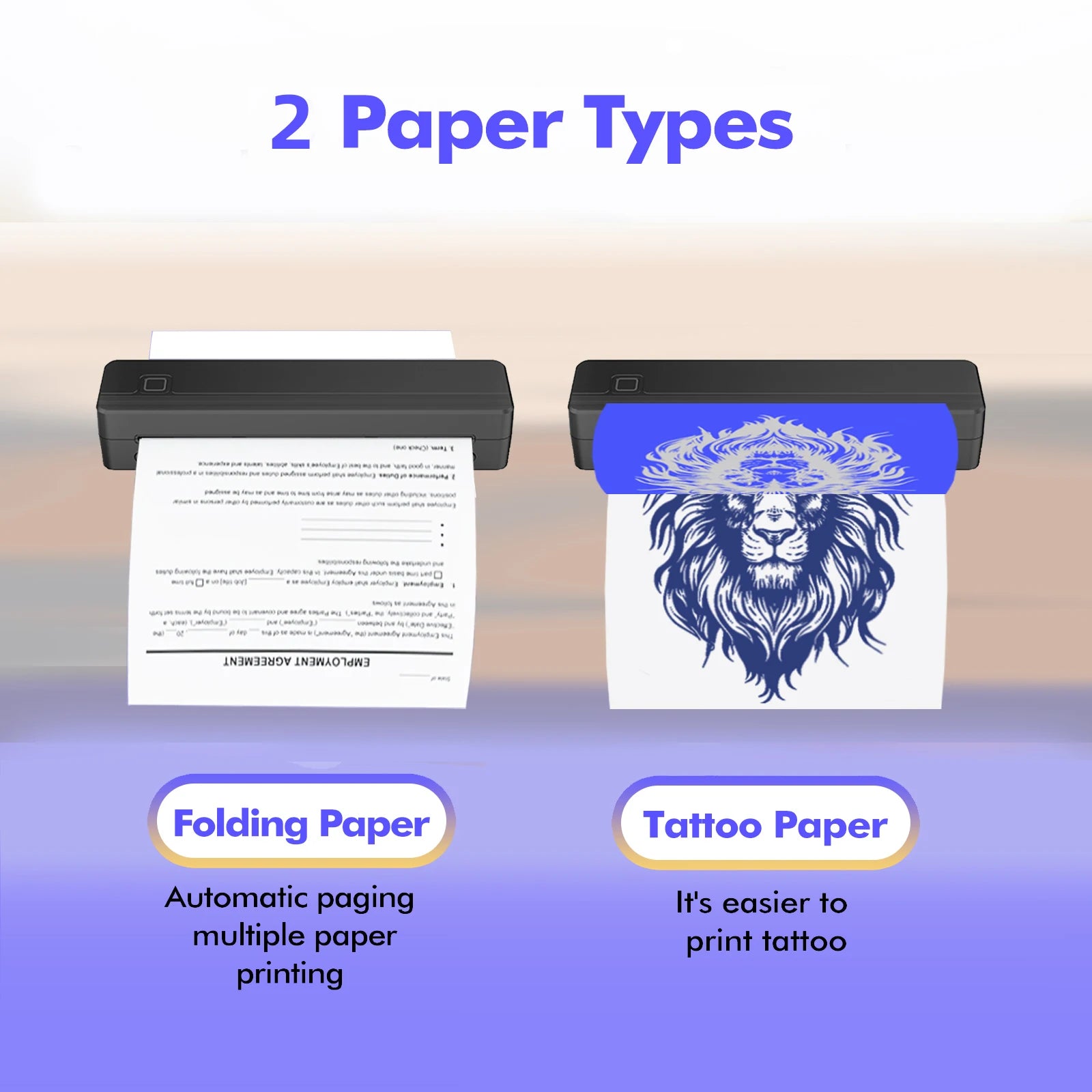 A4 Document Portable Thermal Printer Bluetooth Tattoo Printer Wireless Tattoo Stencil Printer Compatible with Phone/Pad/Tablet