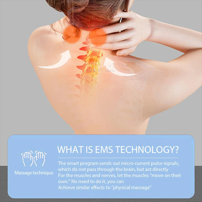 Appareil de massage cervical électrique intelligent EMS à impulsions, soulagement de la douleur, relaxation et massage par pétrissage musculaire TENS