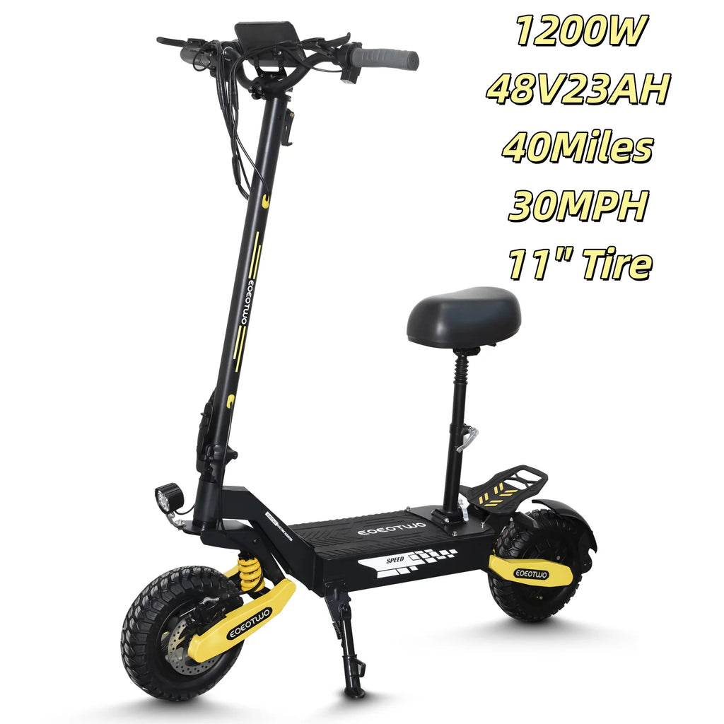 EOEOTWO Trottinette Électrique 1200W Tout-Terrain – 48V Longue Portée, 48 km/h, Pneus 11" Tubeless, Pliable