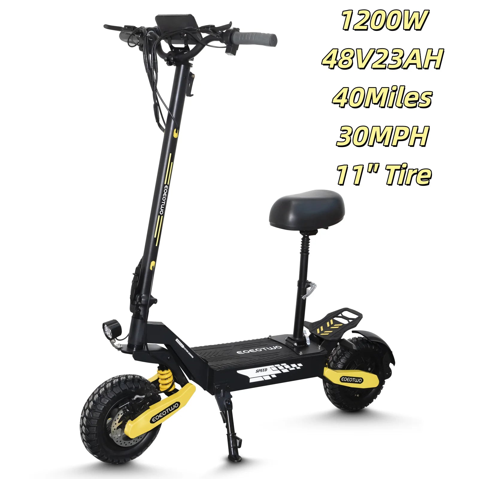 EOEOTWO Trottinette Électrique 1200W Tout-Terrain – 48V Longue Portée, 48 km/h, Pneus 11" Tubeless, Pliable