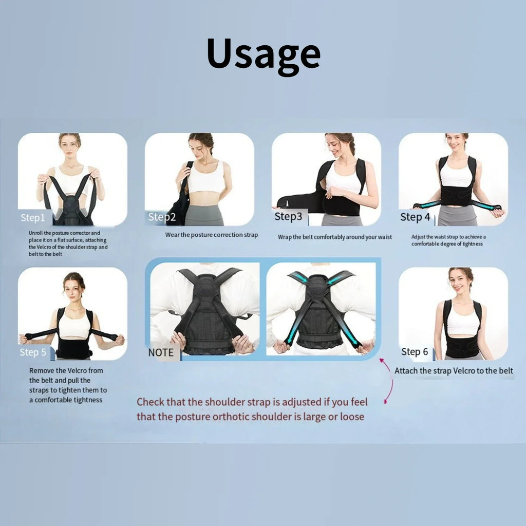 Posture Corrector Back Orthopedic Straps for Men and Women Fully Adjustable Spinal Brace Comfortable Effective Upper Back Brace