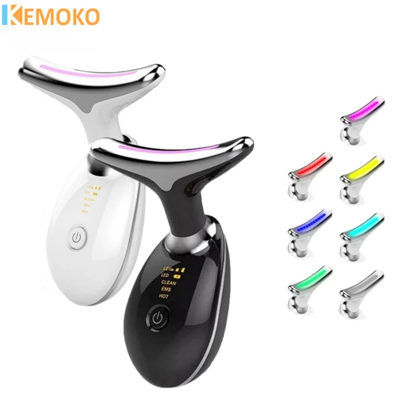 Appareil de beauté EMS pour le cou 7 couleurs – Lifting, anti-rides & photothérapie LED
