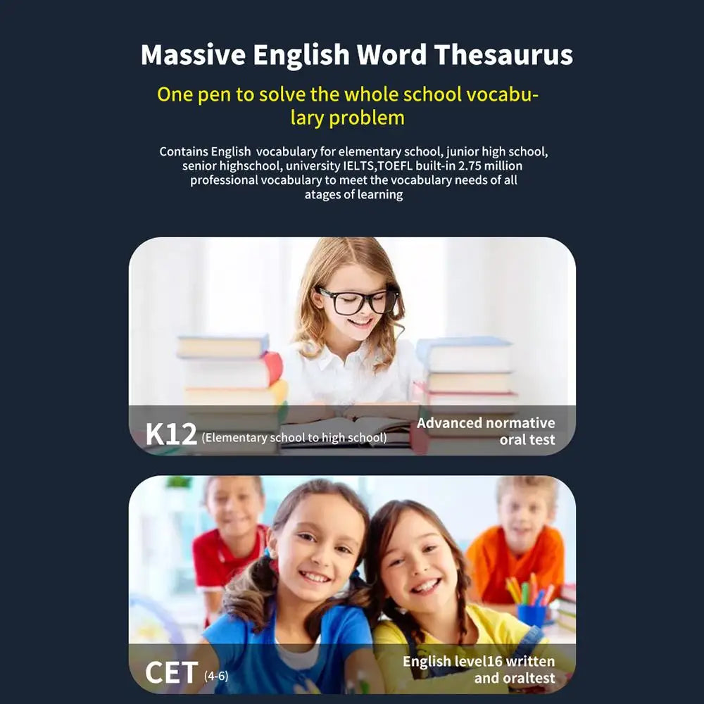 Stylo Traducteur Intelligent – Lecture par Balayage, 123 Langues, Dictionnaire Hors Ligne pour Enseignants et Étudiants
