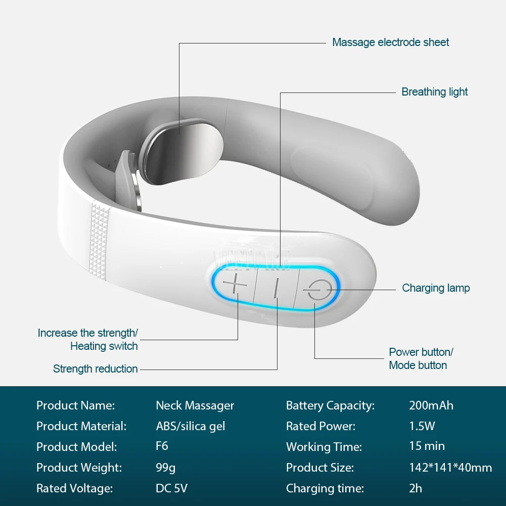 Appareil de massage cervical électrique intelligent EMS à impulsions, soulagement de la douleur, relaxation et massage par pétrissage musculaire TENS
