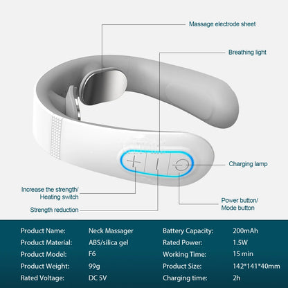 Appareil de massage cervical électrique intelligent EMS à impulsions, soulagement de la douleur, relaxation et massage par pétrissage musculaire TENS