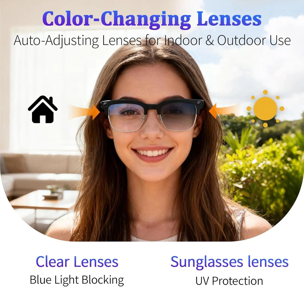 Lunettes Connectées Intelligentes 800W – Caméra, IA, Traduction Vocale & Appels