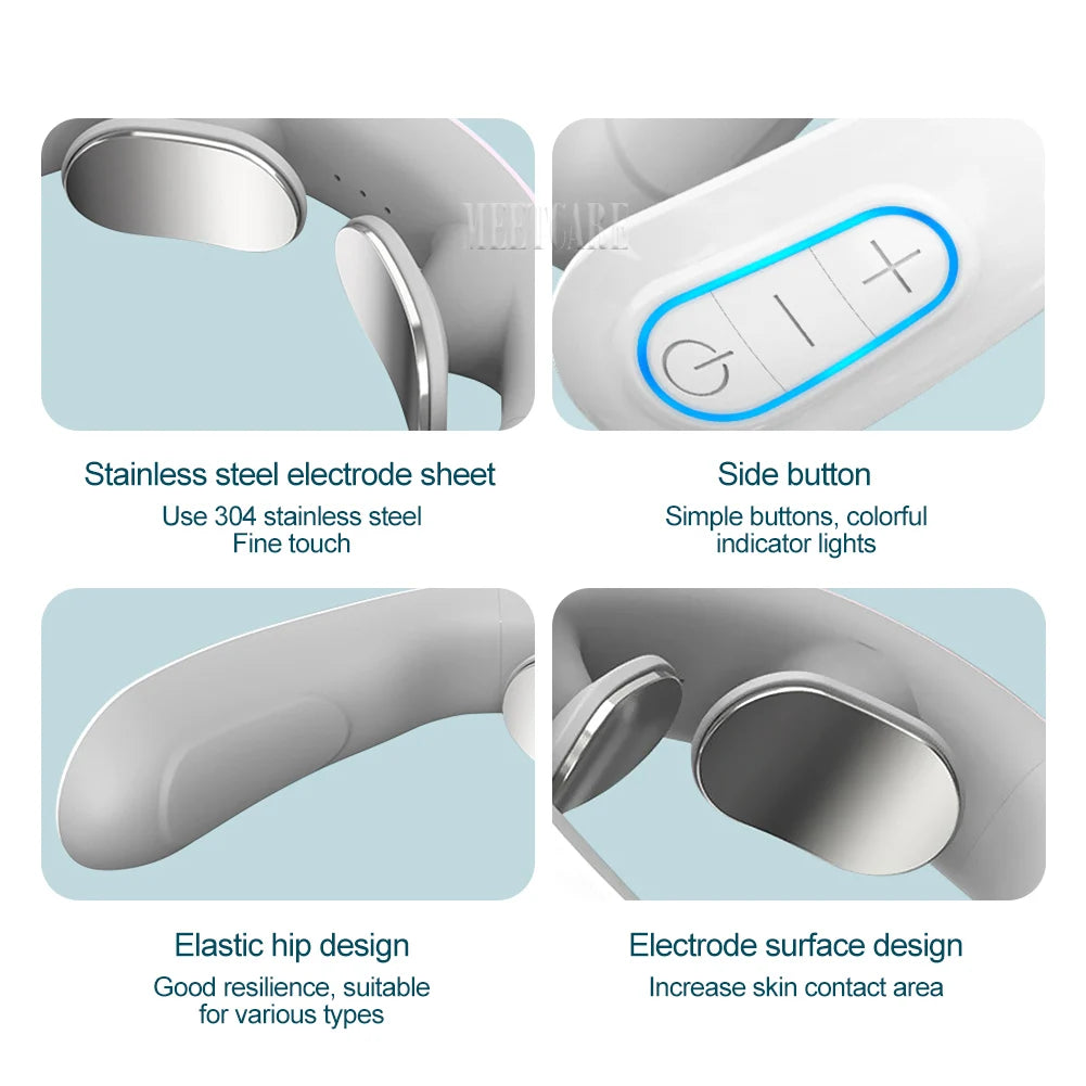 Appareil de massage cervical électrique intelligent EMS à impulsions, soulagement de la douleur, relaxation et massage par pétrissage musculaire TENS