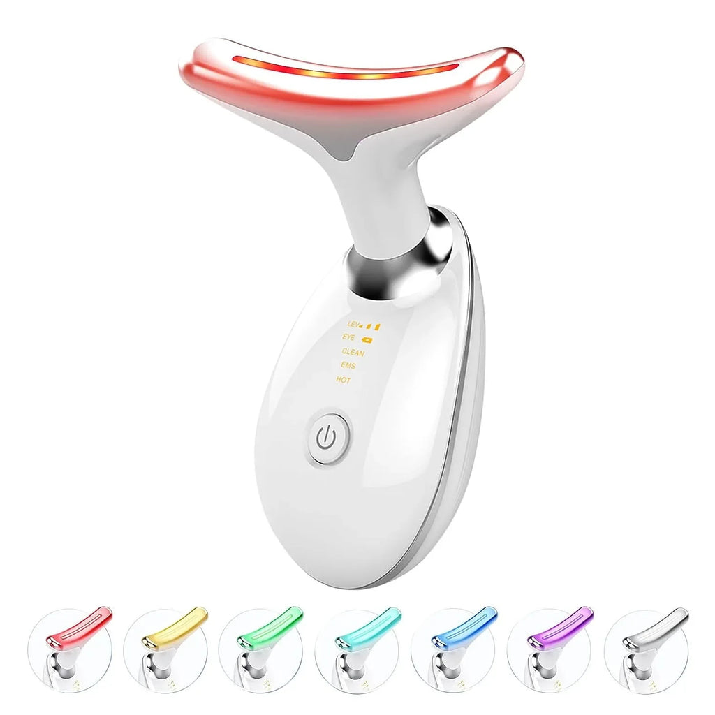 Appareil de beauté EMS pour le cou 7 couleurs – Lifting, anti-rides & photothérapie LED