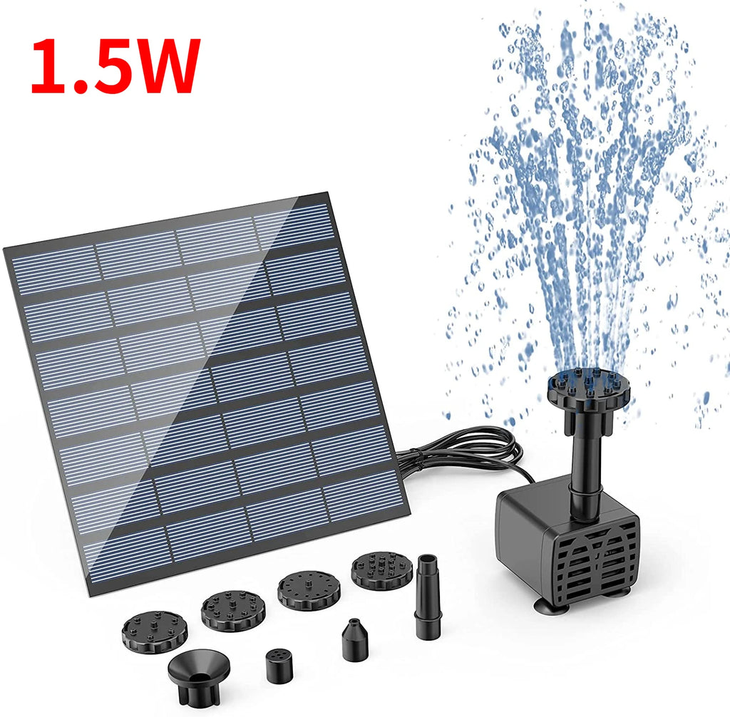 2.5W Solar Fountain Split Design with 6 Fountains and 4-foot Water Pipes for Outdoor Garden Solar Fountain Water Pump Decoration