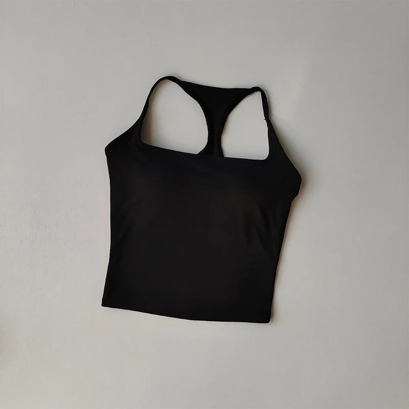 Sports and Fitness Vest with Chest Pad Summer Shockproof Beauty Back Nude Feeling Suit Pilates Training Yoga Top Yoga Clothing