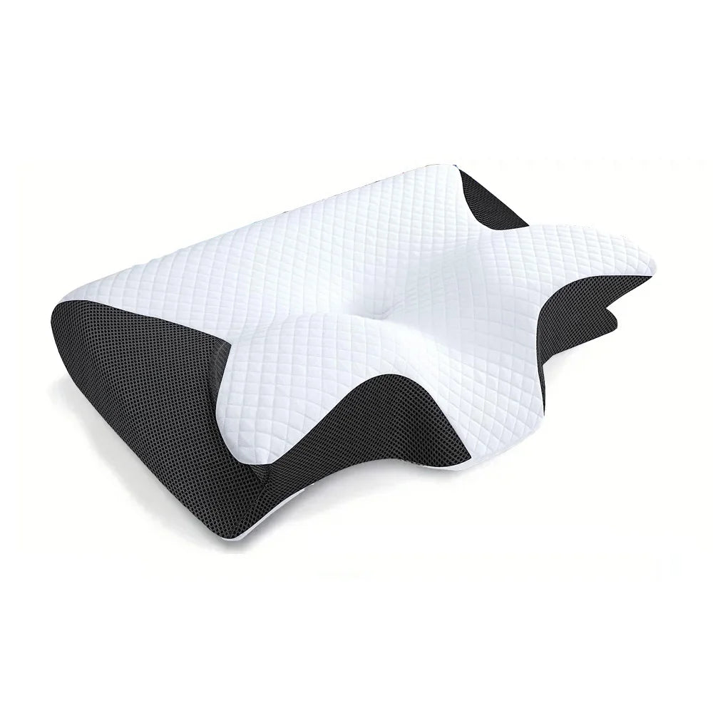 Oreiller cervical en mousse à mémoire de forme, 2 en 1 – Oreiller orthopédique ergonomique à contour pour douleurs cervicales