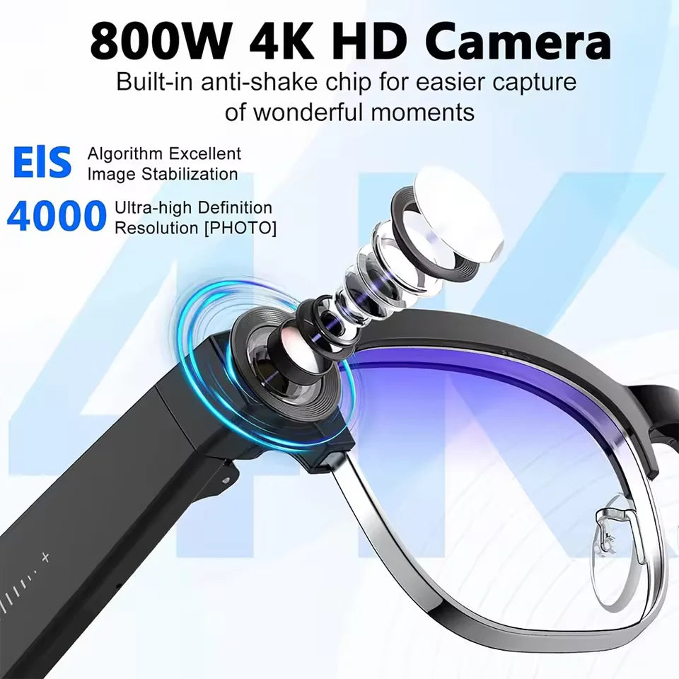 Lunettes Connectées Intelligentes 800W – Caméra, IA, Traduction Vocale & Appels