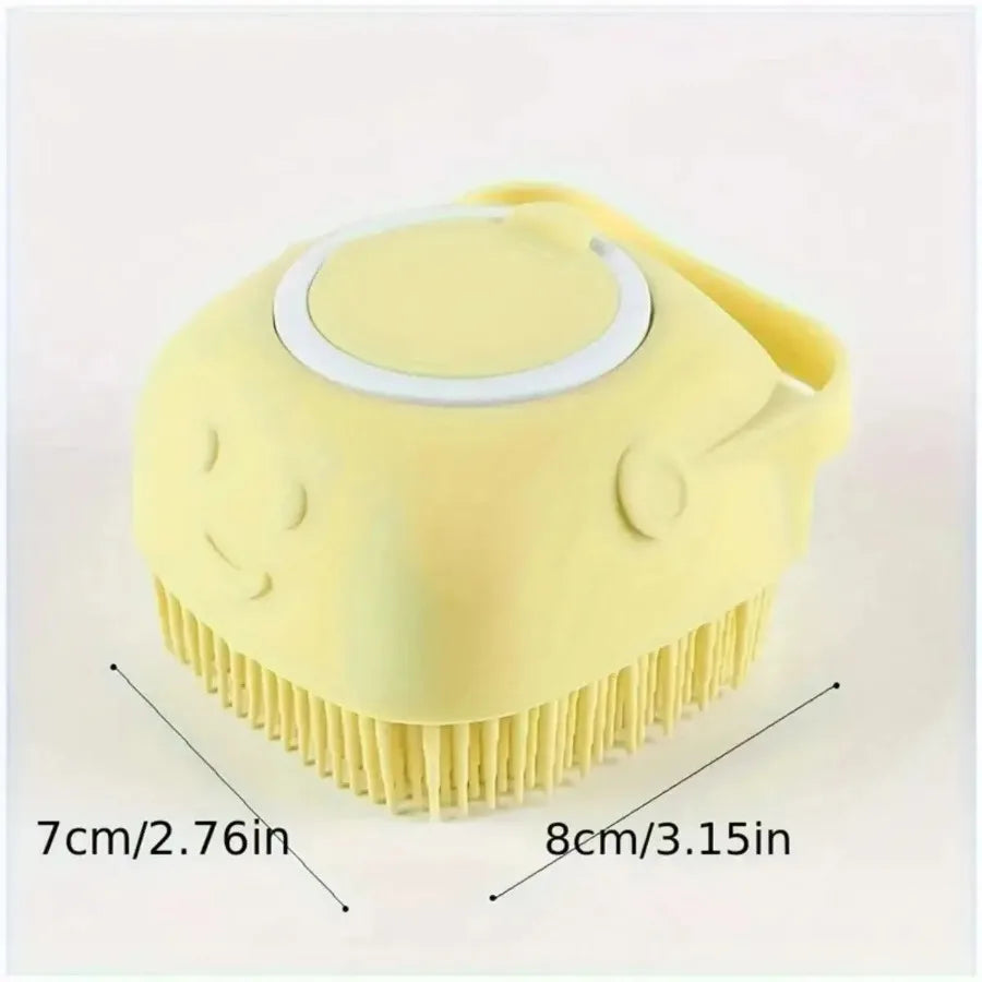 1pcs Soft  Dog Bath Brush - Gentle Massage with Shampoo Dispenser - Efficient Cat Grooming Brush for a Paws-itive Cleanin