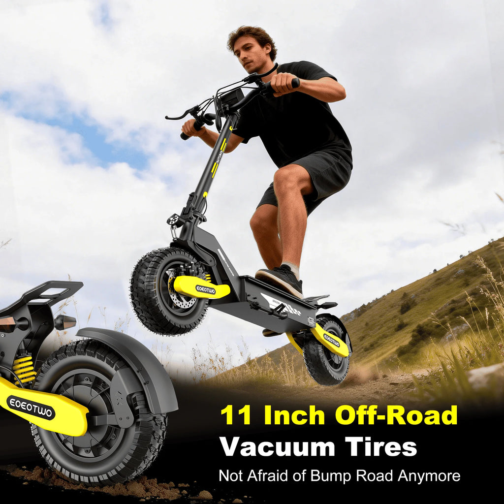 EOEOTWO Trottinette Électrique 1200W Tout-Terrain – 48V Longue Portée, 48 km/h, Pneus 11" Tubeless, Pliable