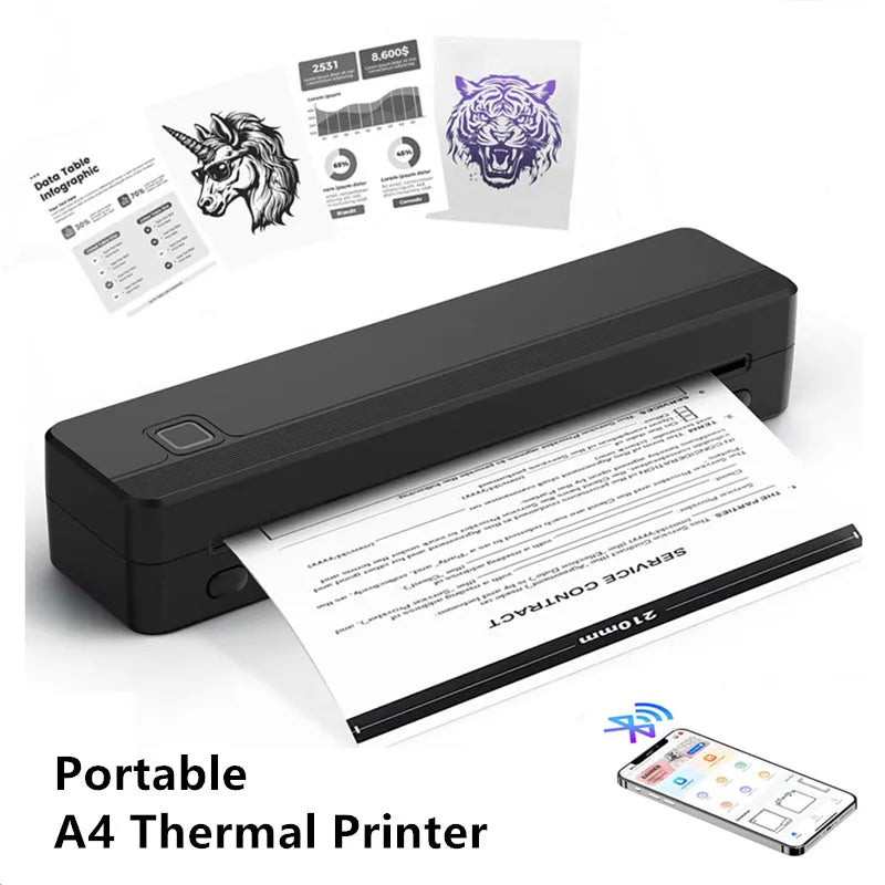 A4 Document Portable Thermal Printer Bluetooth Tattoo Printer Wireless Tattoo Stencil Printer Compatible with Phone/Pad/Tablet